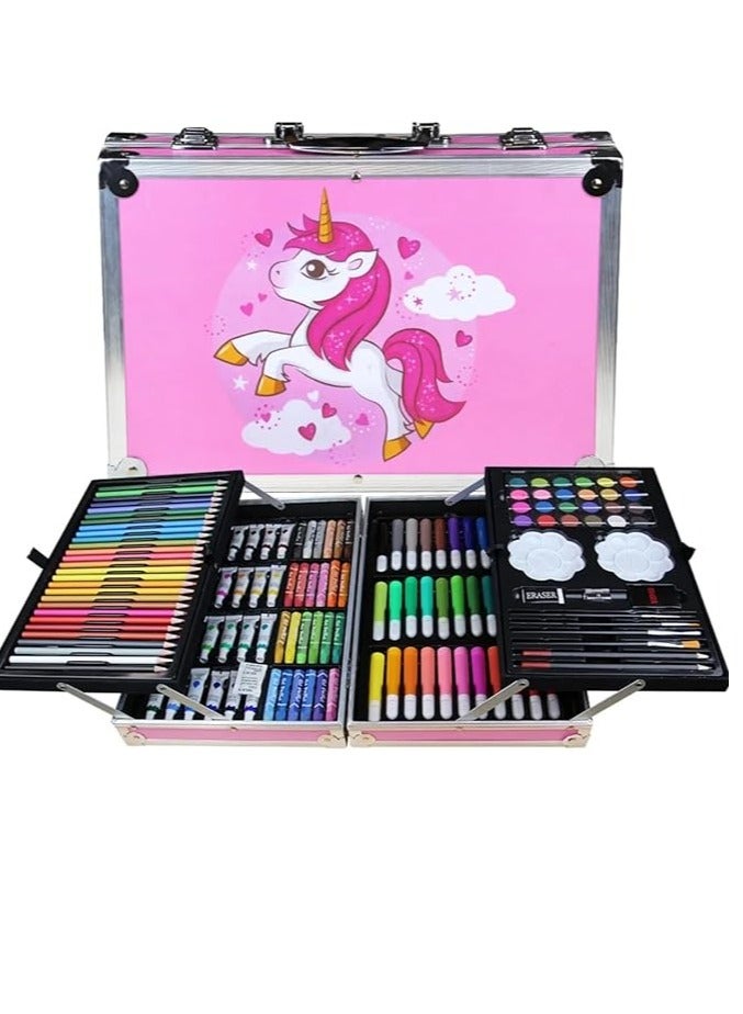 Toyartsy 145 Pcs Children Deluxe Art Drawing Set For Kids Case Studio Art And Craft Supplies Drawing And Painting Set Great Gift (Unicorn Design-Pink) - Image 1