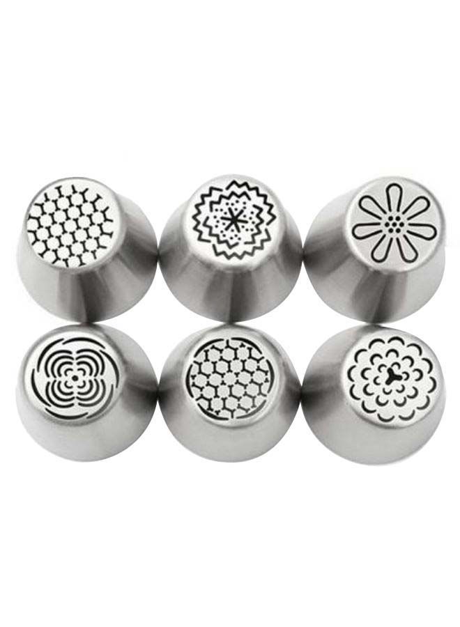 NIBEMINENT 6-Piece Cake Decoration Russian Piping Tip Set Silver