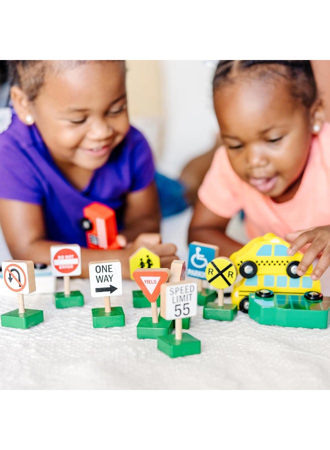 Melissa & Doug Wooden Vehicles & Traffic Signs Playset – 15 Pieces - Image 4
