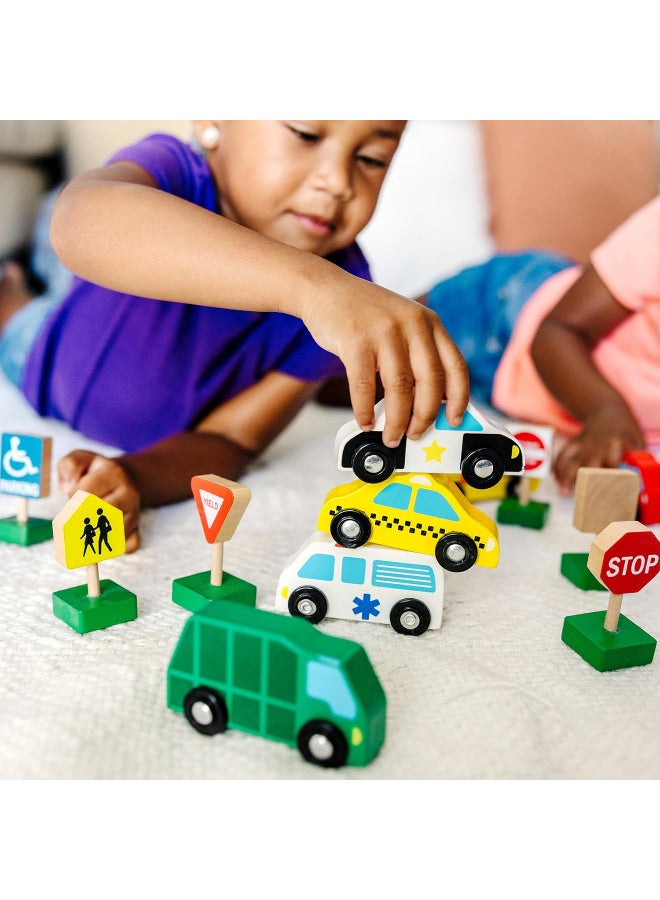 Melissa & Doug Wooden Vehicles & Traffic Signs Playset – 15 Pieces - Image 5
