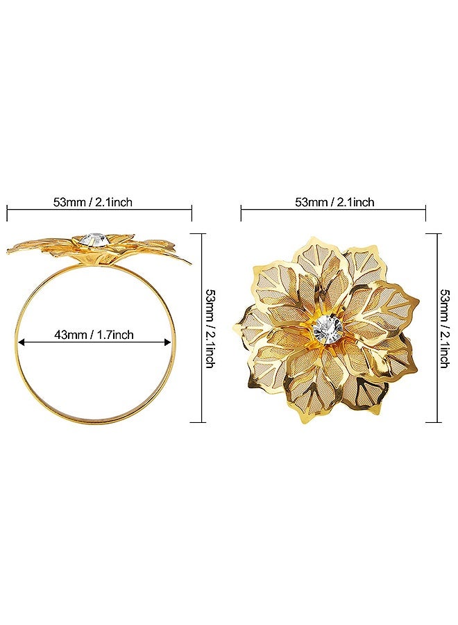 Photon 6 PCS Napkin Rings, Gold Flower Napkin Ring Holders, For Wedding Mother's Day Gather Prom Party Table Decoration - Image 2