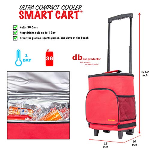 dbest products Ultra Compact Cooler Smart Cart, Red Insulated Collapsible Rolling Tailgate BBQ Beach Summer - Image 2