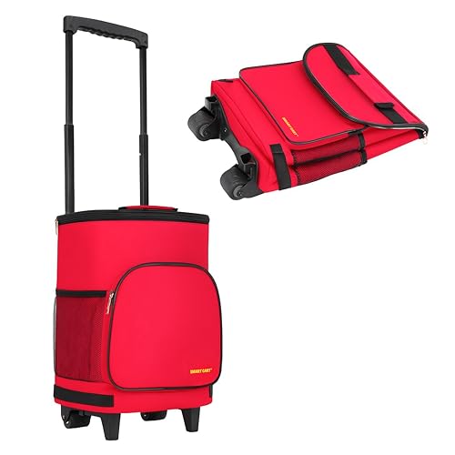 dbest products Ultra Compact Cooler Smart Cart, Red Insulated Collapsible Rolling Tailgate BBQ Beach Summer - Image 1