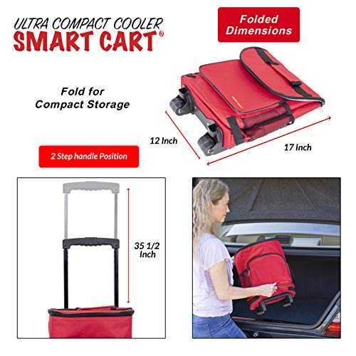 dbest products Ultra Compact Cooler Smart Cart, Red Insulated Collapsible Rolling Tailgate BBQ Beach Summer - Image 5