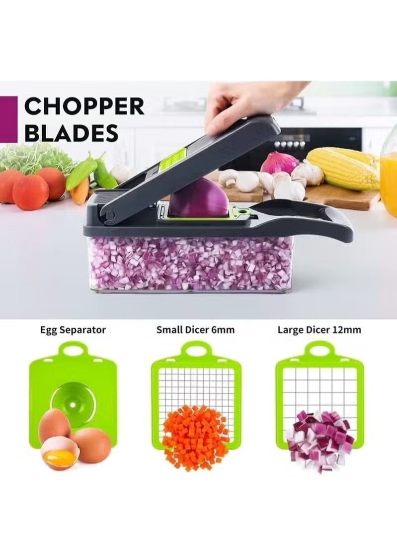 Vegetable Chopper 16-in-1 – Multifunctional Food Cutter with 8 Interchangeable Blades, Large Storage Container, Onion & Garlic Chopper, Kitchen Slicer and Dicer - Image 4