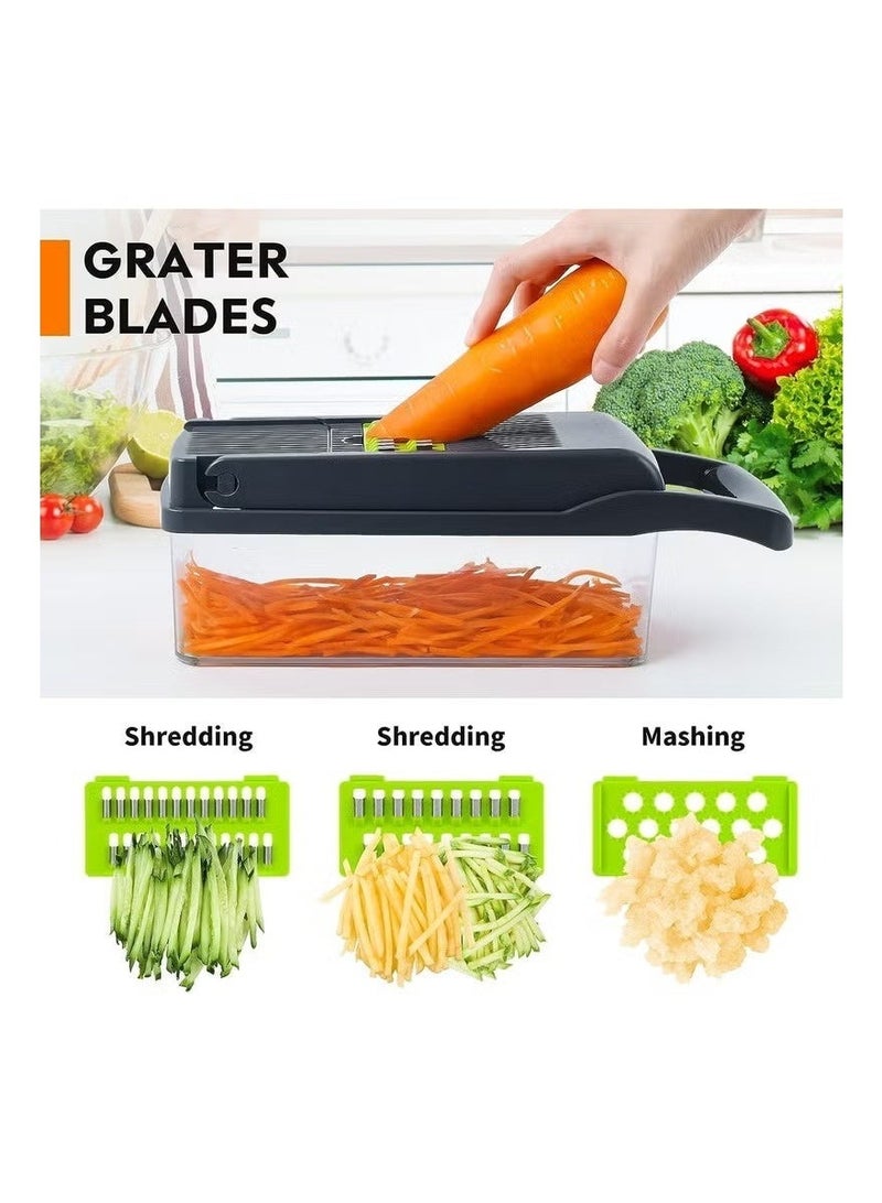 Vegetable Chopper 16-in-1 – Multifunctional Food Cutter with 8 Interchangeable Blades, Large Storage Container, Onion & Garlic Chopper, Kitchen Slicer and Dicer - Image 3