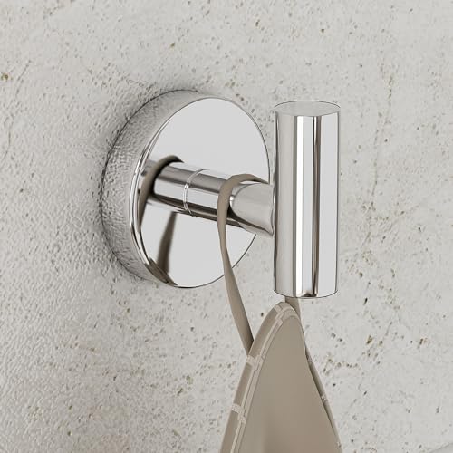 Homagic 4 Pack Bath Towel Hooks, Wall Mount Towel Holder Chrome Finish Towel Rack, Heavy Duty Robe Coat Loofah Hooks for Shower, Kitchen,Hotel, Pool Tile, Brick Modern Style Decor Wall Hooks - Image 2
