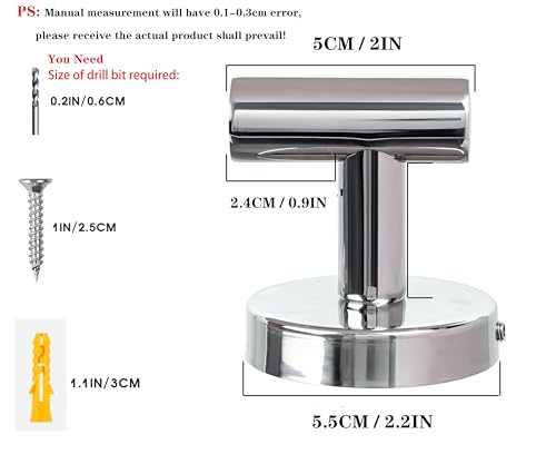 Homagic 4 Pack Bath Towel Hooks, Wall Mount Towel Holder Chrome Finish Towel Rack, Heavy Duty Robe Coat Loofah Hooks for Shower, Kitchen,Hotel, Pool Tile, Brick Modern Style Decor Wall Hooks - Image 3