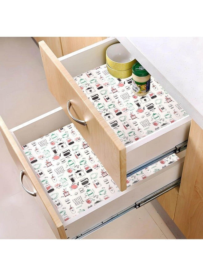 Kuber Industries Shelf Liner | 5 Meter EVA Kitchen Cabinet Shelf Mat | Anti-Slip Bathroom Mat | Fridge Mat | Table Mat | Coffee House Print Wardrobe Mat | White - Image 2