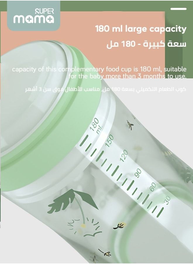 SUPERMAMA - Baby Food Feeder Bottle With Soft Silicone Nipple Self Feeding Pacifier for Toddlers Eat Liquid or Complementary Food Green - Image 1