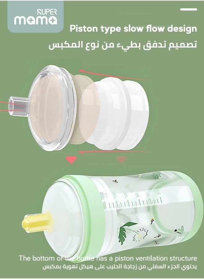 SUPERMAMA - Baby Food Feeder Bottle With Soft Silicone Nipple Self Feeding Pacifier for Toddlers Eat Liquid or Complementary Food Green - Image 1