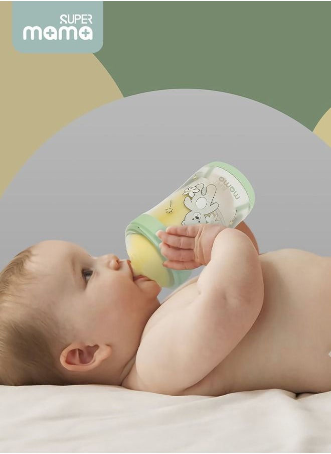 SUPERMAMA - Baby Food Feeder Bottle With Soft Silicone Nipple Self Feeding Pacifier for Toddlers Eat Liquid or Complementary Food Green - Image 1