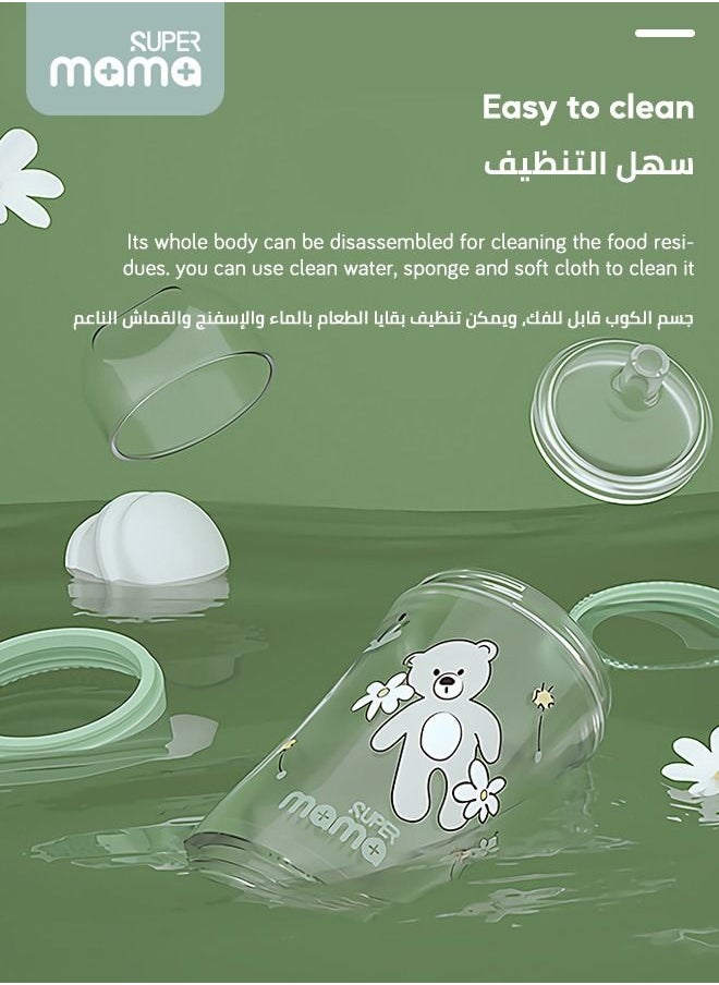 SUPERMAMA - Baby Food Feeder Bottle With Soft Silicone Nipple Self Feeding Pacifier for Toddlers Eat Liquid or Complementary Food Green - Image 1