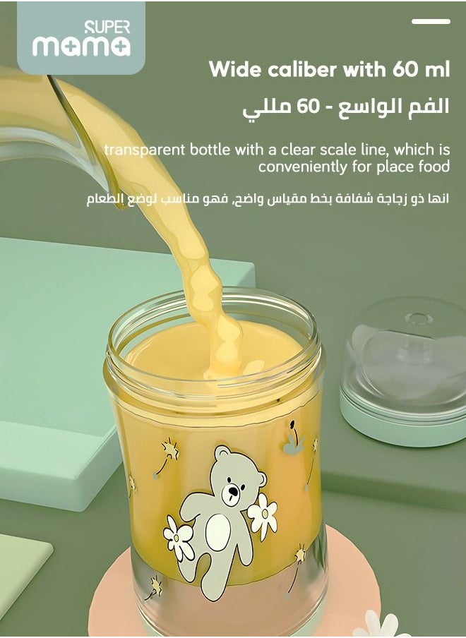 SUPERMAMA - Baby Food Feeder Bottle With Soft Silicone Nipple Self Feeding Pacifier for Toddlers Eat Liquid or Complementary Food Green - Image 1
