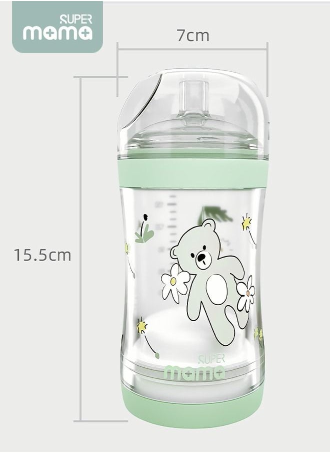 SUPERMAMA - Baby Food Feeder Bottle With Soft Silicone Nipple Self Feeding Pacifier for Toddlers Eat Liquid or Complementary Food Green - Image 1