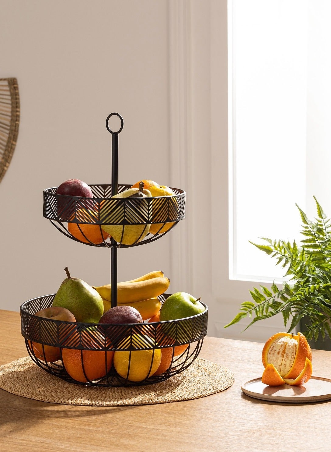 Fruit Bowl, 2 Tiers, D43XP30.5CMS, Multicolour, Iron-154289