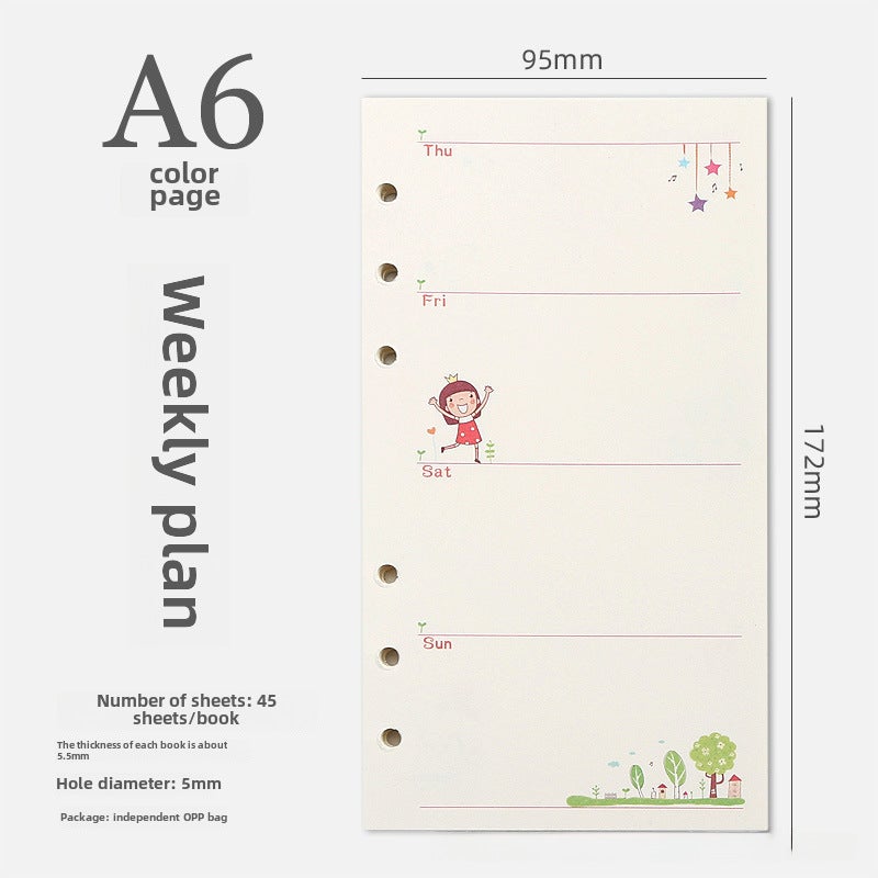 Generic 6-Hole A5/A6 Colorful Blank Dot Grid Planner Refill A6 week plan 