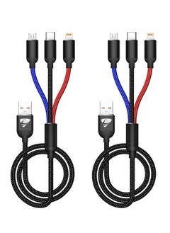 Multi Charging Cable, Multi Charger Cable Nylon Braided 3 in 1 Charging Cable Multi USB Cable Fast Charging Cord with Type-C, Micro USB and Lighting Port, Compatible with Most Phones & iPads 2 Packs