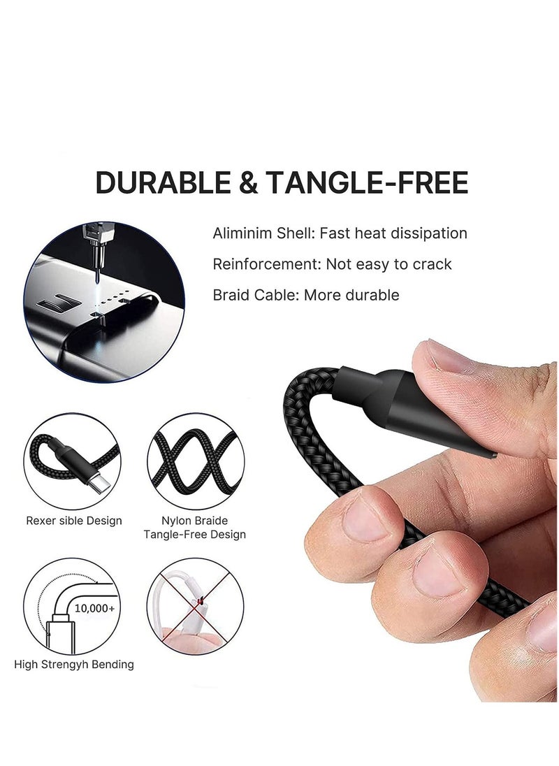 KASTWAVE - Multi Charging Cable, Multi Charger Cable Nylon Braided 3 in 1 Charging Cable Multi USB Cable Fast Charging Cord with Type-C, Micro USB and Lighting Port, Compatible with Most Phones & iPads 2 Packs - Image 1