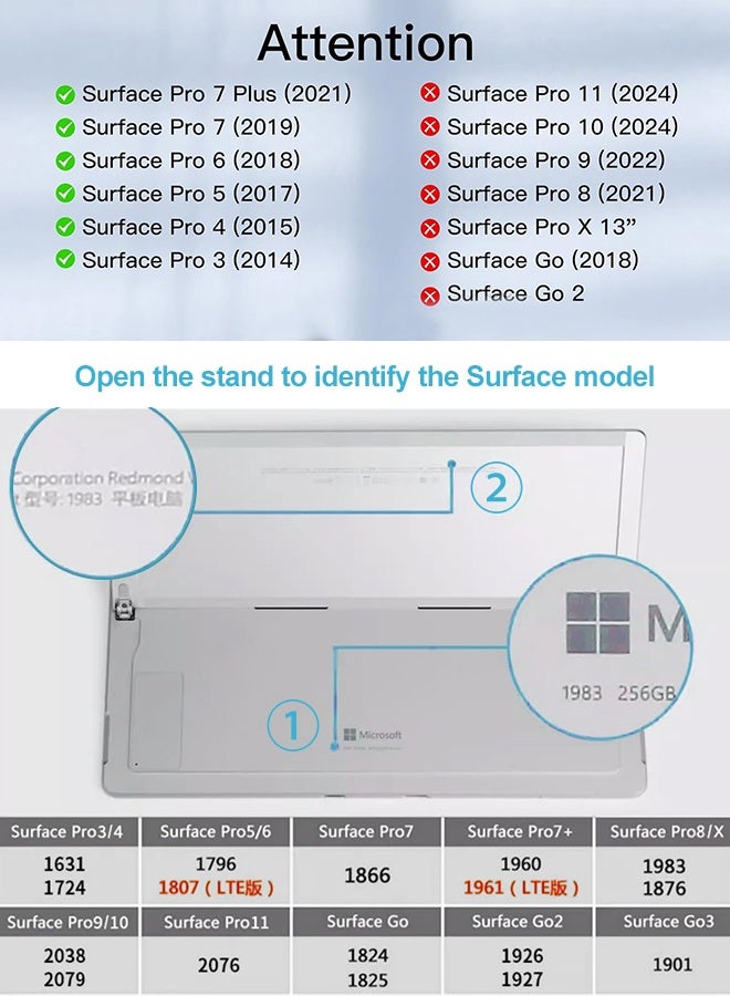 TUNKE Bilingual Bluetooth Keyboard with Large Touchpad for Surface Pro 3/4/5/6/7 – Wireless, Colorful LED (English & Arabic Letters) - Image 2