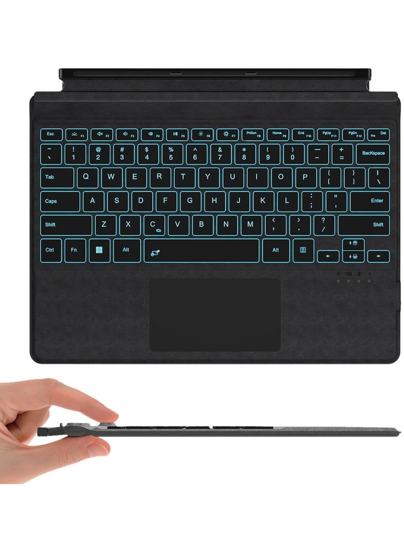 TUNKE Bilingual Bluetooth Keyboard with Large Touchpad for Surface Pro 3/4/5/6/7 – Wireless, Colorful LED (English & Arabic Letters) - Image 3