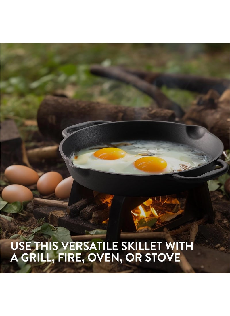Navaris Navaris Cast Iron Skillet Pan  Oven Safe 2 Handle Frying Skillets  Pre Seasoned Pans for Stove or BBQ Cooking  12 Inch  30cm  - Image 2