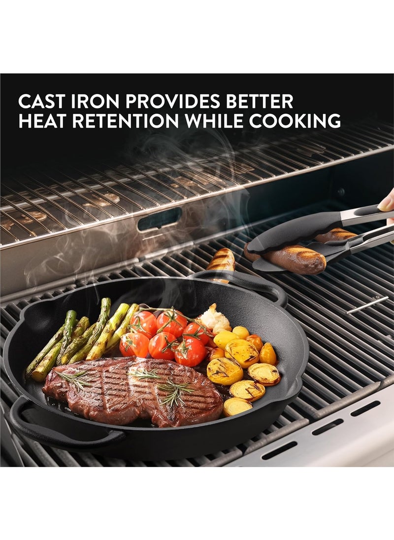 Navaris Navaris Cast Iron Skillet Pan  Oven Safe 2 Handle Frying Skillets  Pre Seasoned Pans for Stove or BBQ Cooking  12 Inch  30cm  - Image 5