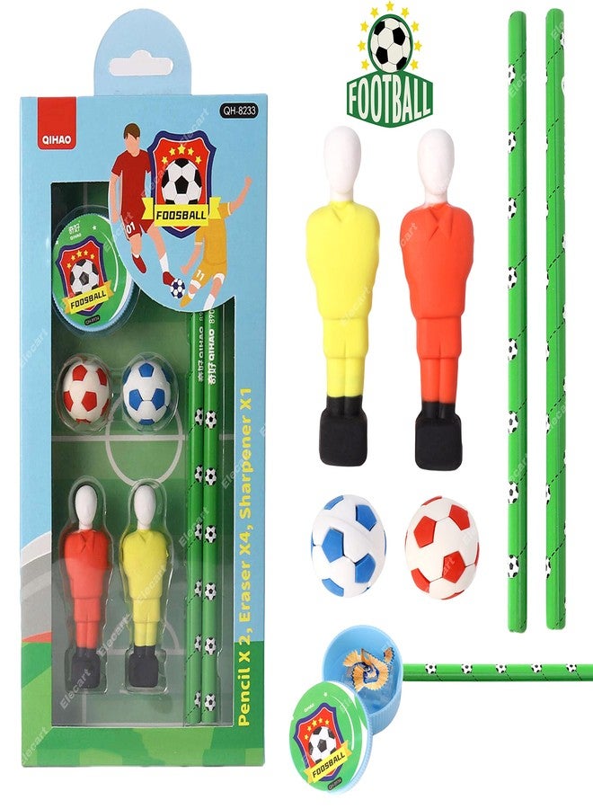 Elecart Stationary Kit - Foosball Theme Stationary Set for Kids, Pencil, Sharpener, Eraser Set for Kids, Boys and Girls, Best Birthday Gift Stationary (Set of 1) - Image 1