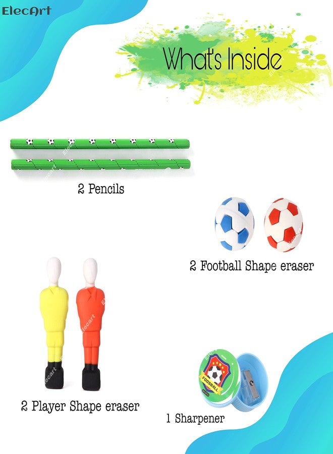 Elecart Stationary Kit - Foosball Theme Stationary Set for Kids, Pencil, Sharpener, Eraser Set for Kids, Boys and Girls, Best Birthday Gift Stationary (Set of 1) - Image 4
