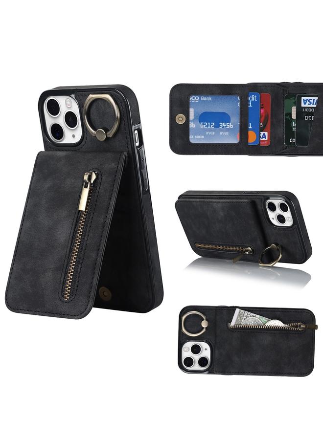 Zaboon Case For iPhone 11 Pro Retro Ring and Zipper RFID Card Slot Phone Case - Image 1
