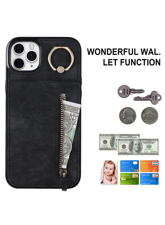 Zaboon Case For iPhone 11 Pro Retro Ring and Zipper RFID Card Slot Phone Case - Image 2