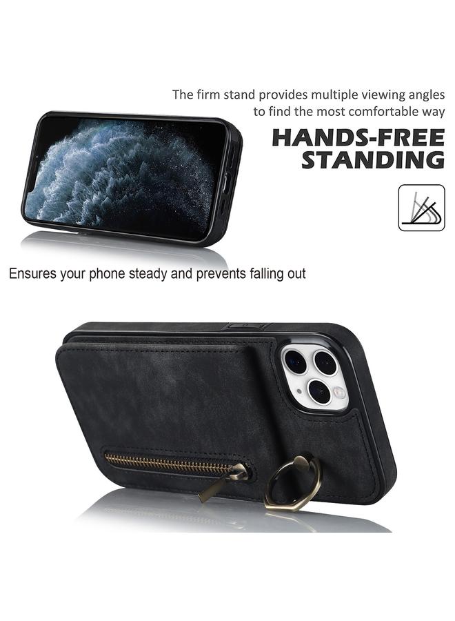 Zaboon Case For iPhone 11 Pro Retro Ring and Zipper RFID Card Slot Phone Case - Image 5