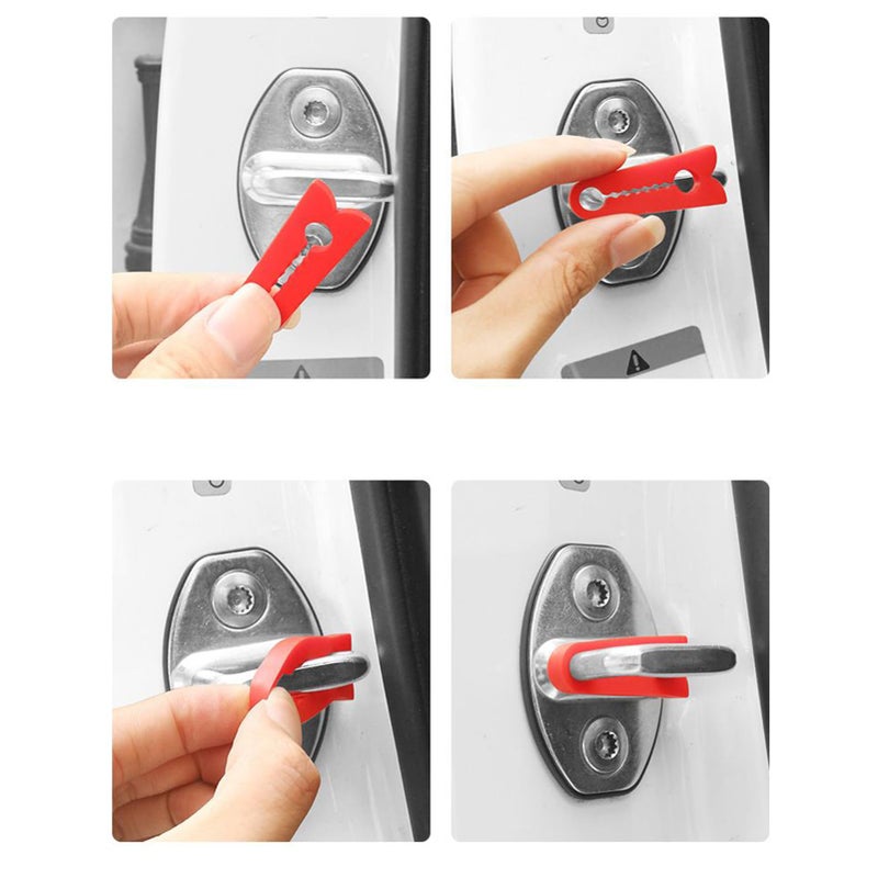 Red Car Door Lock Damper Buffers 4Pcs Noise Reduction Pads Smooth Opening Closing Auto RV SUV - Image 5