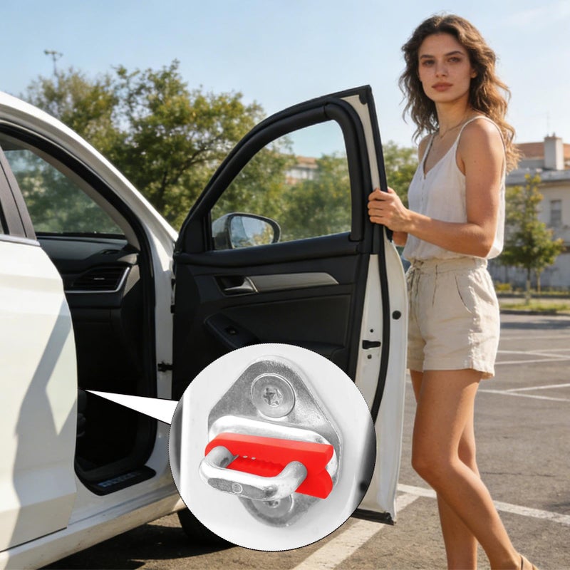 Red Car Door Lock Damper Buffers 4Pcs Noise Reduction Pads Smooth Opening Closing Auto RV SUV - Image 4