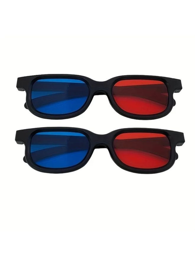 2 Pairs Red Blue 3D Glasses for Movies Gaming No Power Needed Lightweight Design - Image 1
