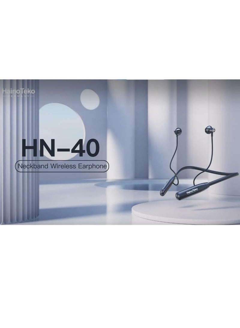 ELTRAZONE HN40 Neckband Wireless Earphones - High Bass Sound Quality with Super Clear Mic - Black - Image 2