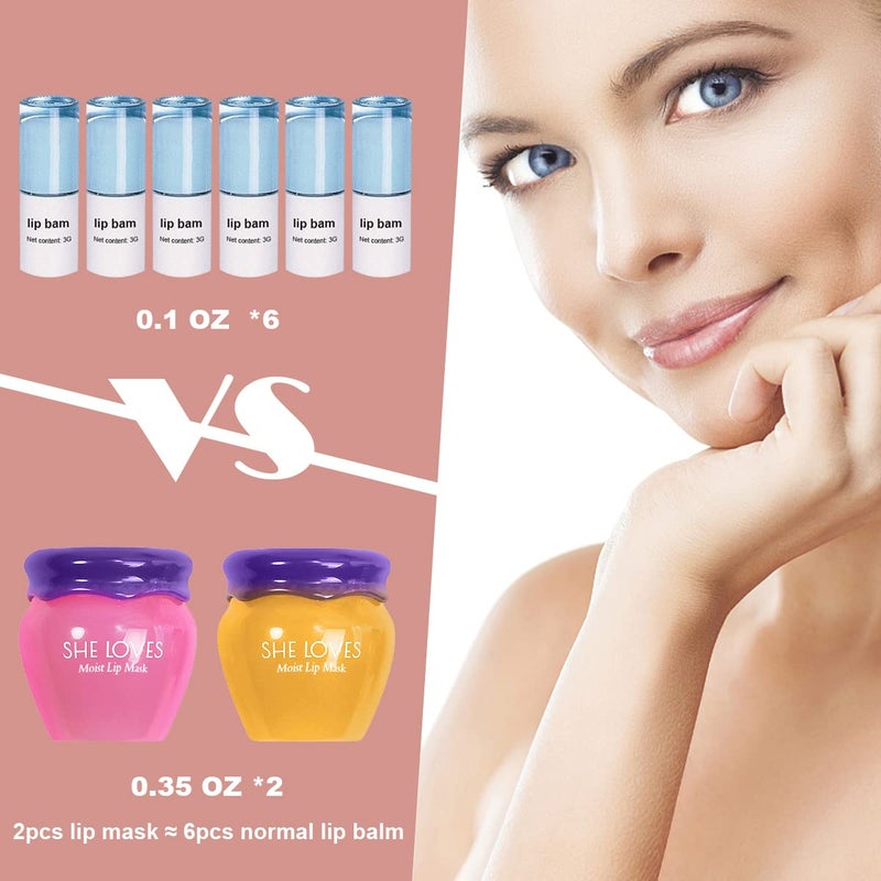 She Loves 2PCS Lip Mask Overnight, Honey&Sakura Day and Night Repair Sleeping Lip Balm, Fade Lip Lines Bee Balm, Hydrating &Prevention Dry and Crack Lip Scrubs Exfoliator - Image 4