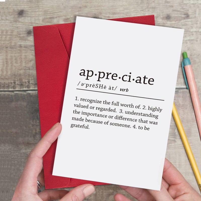 Ogeby Cute Appreciate Definition Card, Funny Thank You Card for Him Her, Lovely Thankful Greeting Card for Teacher Boss - Image 4