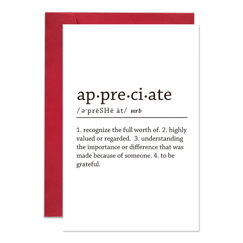 Ogeby Cute Appreciate Definition Card, Funny Thank You Card for Him Her, Lovely Thankful Greeting Card for Teacher Boss - Image 1