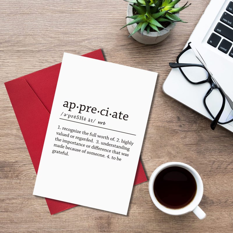 Ogeby Cute Appreciate Definition Card, Funny Thank You Card for Him Her, Lovely Thankful Greeting Card for Teacher Boss - Image 3