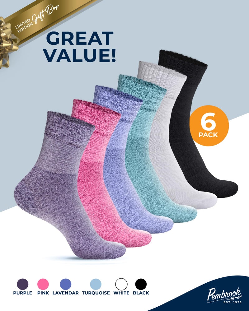 Pembrook Viscose Diabetic Socks for Women & Men - 6 Pairs Ankle Socks for Swollen Feet | Neuropathy Socks | Ankle Neuropathy Socks for Men | Non Binding Mens Diabetic Socks | White - Image 5