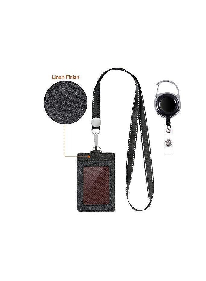 PU double layer multi-card slot ID card holder