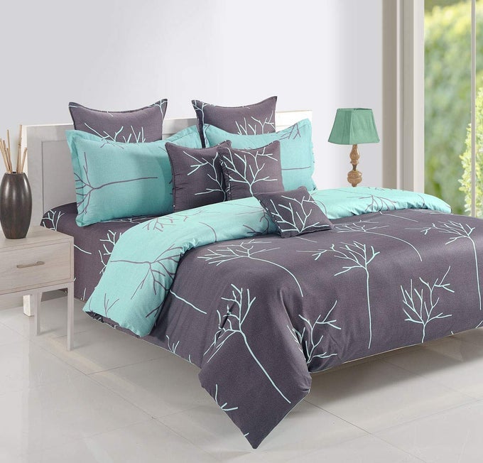 ANANDA COLLECTION 200 TC COTTON DOUBLE BEDSHEET WITH 2 PILLOW COVERS SOFT AND COMFORTABLE FABRIC BREATHABLE GREY