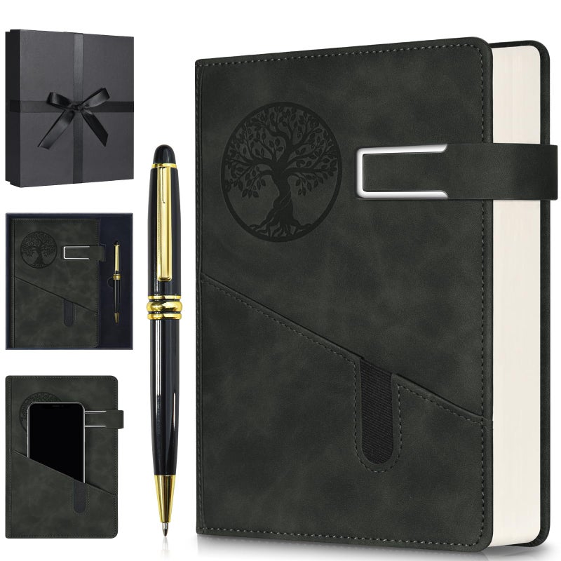 OFFIGIFT Lined Notebook Journal for Men Women, 365 Pages Numbered College Ruled Notebook, Hardcover Leather Journal with Pen & Gift Box, Thick Daily Diary, Professional Notebooks for Work, School, Business, A5 - Image 1
