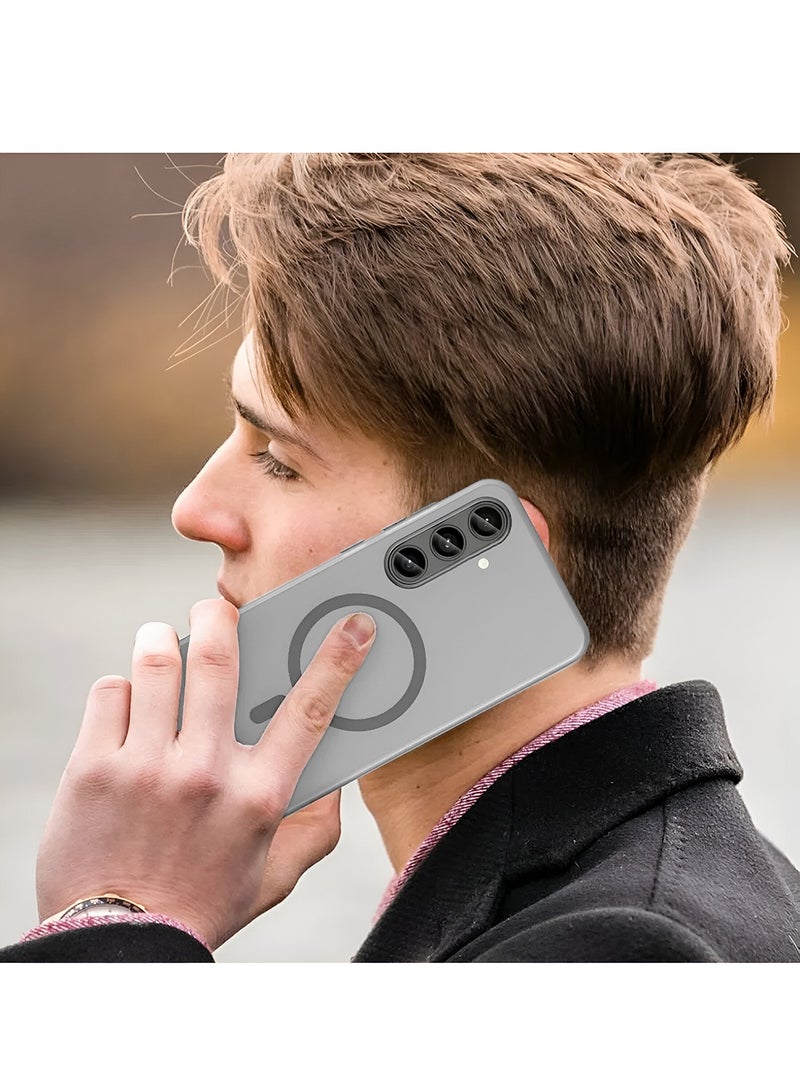سامسونج جالاكسي A56 5G 2025 / سامسونج جالاكسي A36 5G 2025 سلسلة سيندي هايبرد شفاف Magsafe مع شحن مغناطيسي شفاه كاميرا مرتفعة غطاء جراب أنيق المظهر - رمادي