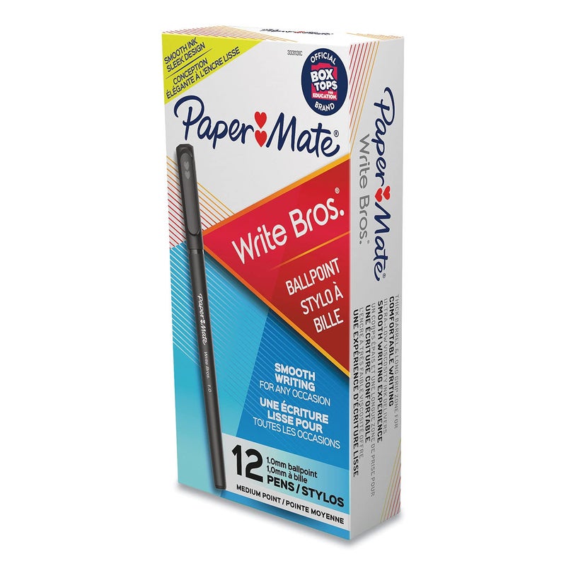 Paper Mate قلم حبر جاف بيبر ميت 3331131، نقطة متوسطة، حبر أسود/برميل أسود - Image 4