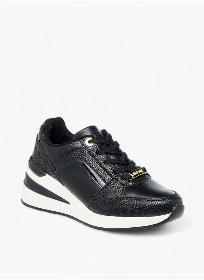 Celeste Womens Panelled Sneakers With Lace-Up Closure