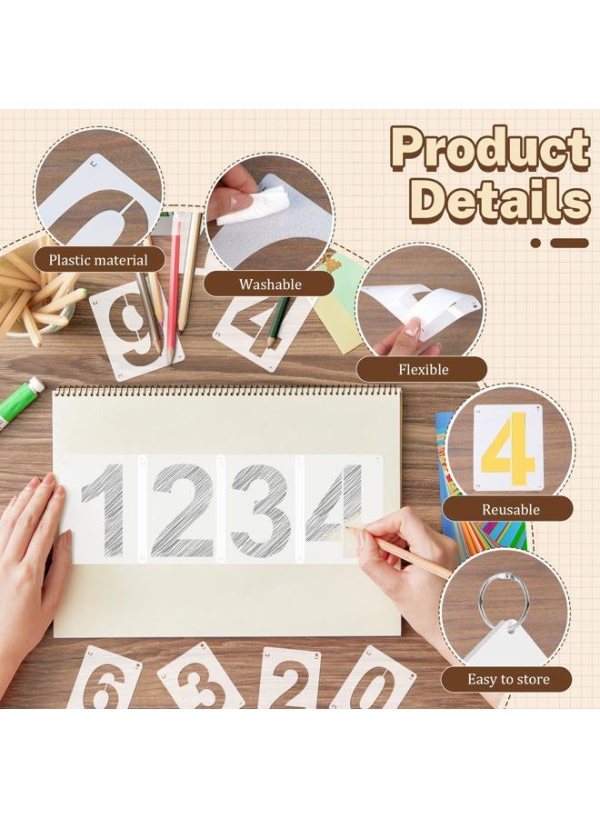 Nuesaurd 3,4,5 Inch Number Stencils, 30Pcs Plastic Reusable Washable Curb Stencil Kit for Address Painting, 0-9 Large Number Custom Stencils Digital Templates for Spray Painting, DIY Crafts, Address Signs - Image 4