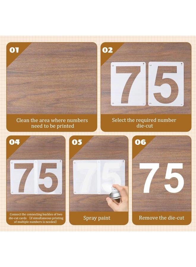 Nuesaurd 3,4,5 Inch Number Stencils, 30Pcs Plastic Reusable Washable Curb Stencil Kit for Address Painting, 0-9 Large Number Custom Stencils Digital Templates for Spray Painting, DIY Crafts, Address Signs - Image 5