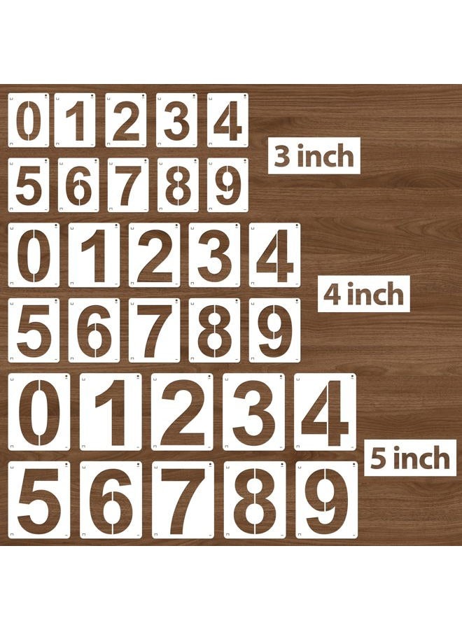 Nuesaurd 3,4,5 Inch Number Stencils, 30Pcs Plastic Reusable Washable Curb Stencil Kit for Address Painting, 0-9 Large Number Custom Stencils Digital Templates for Spray Painting, DIY Crafts, Address Signs - Image 1